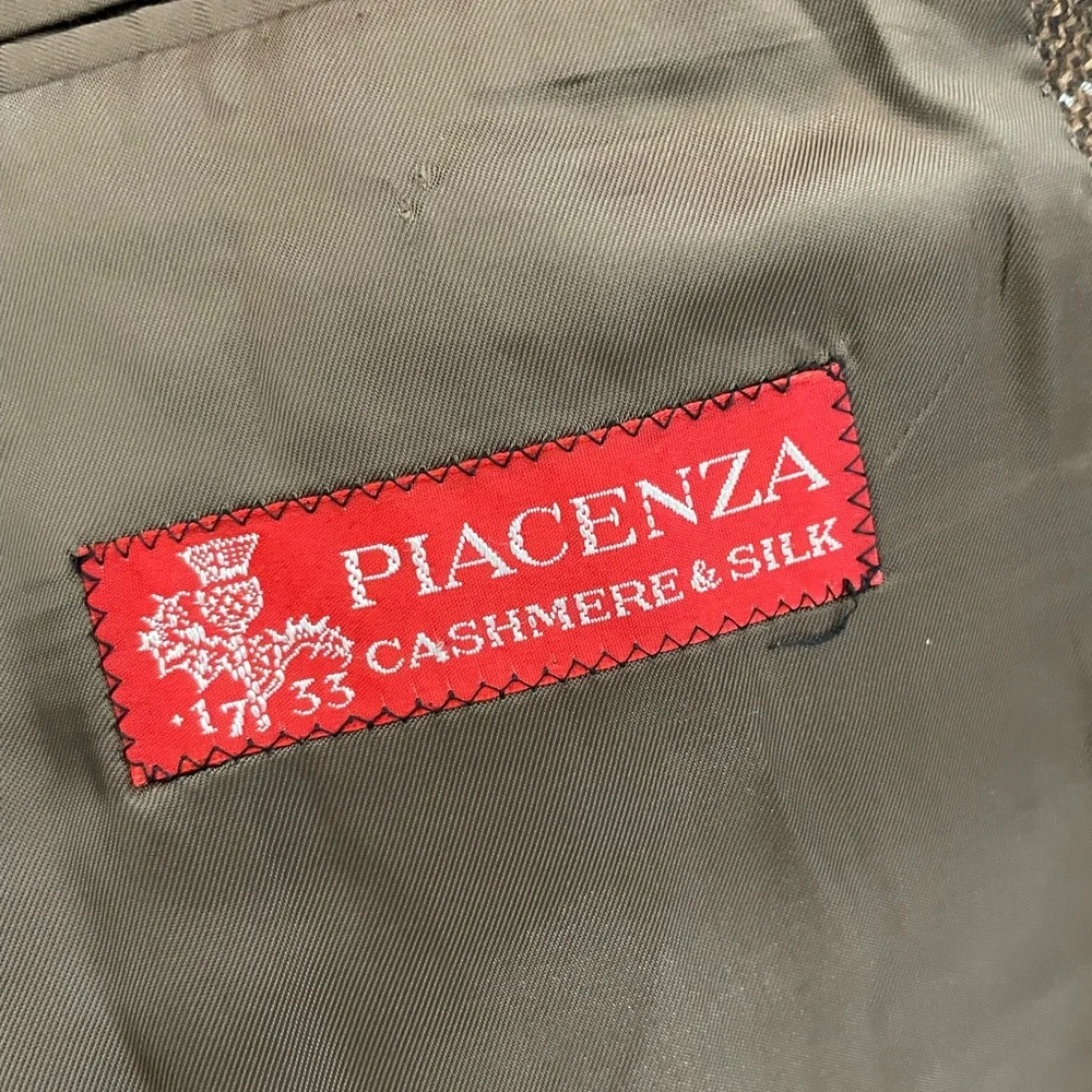 MABRO made in Italy‎ for cuzzens Cashmere & Silk Windowpane Jacket in Brown 46 R